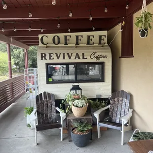 A front view of the coffee stand
