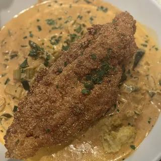 Cornmeal Catfish and Grits