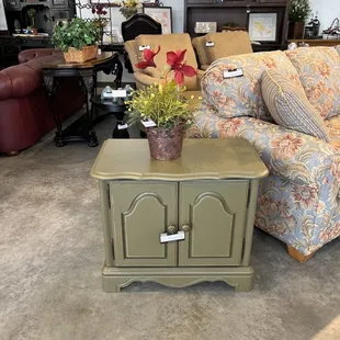 Sage green side table