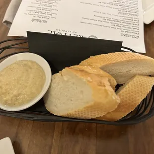 Complimentary bread and hummus