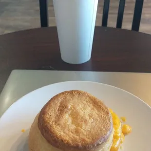 Tasty breakfast sandwich and Ethiopian brew