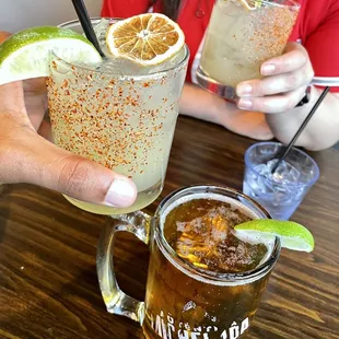 House Margaritas and a Draft Beer Super Mug. Dinner 4/23/2022