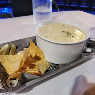 Pasilla Pepper and corn chowder.