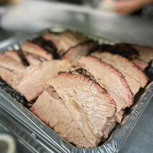 a tray of brisked meat