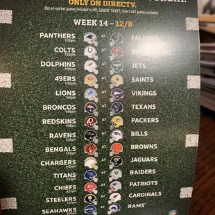 Sports games TV schedule