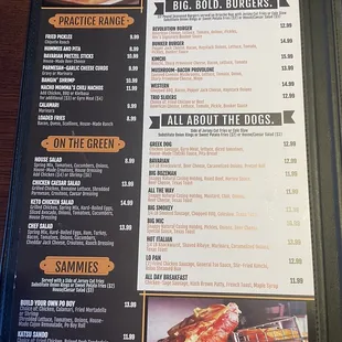 Menu as of the week prior to the 4th of July.