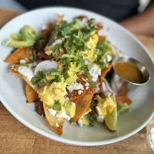 Chilaquiles (tofu subbed for scrambled eggs)