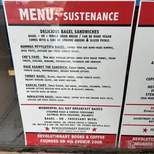 a menu for a restaurant