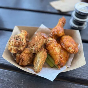 Cajun Wings (Left) &amp; Citrus Buffalo (Right)