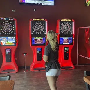a woman playing a video game