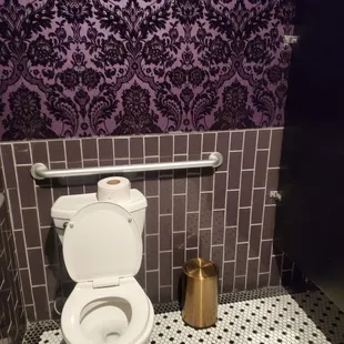 Restroom with neatest wallpaper