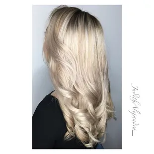 Dimensional Blonde with a shadow root