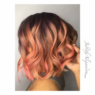 Peach color with purple shadow root