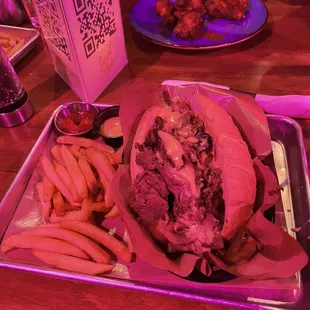(Buffalo) Chicken Wings, Truffle Philly Cheesesteak, French Fries