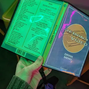 Drink Menu on a DVD case.