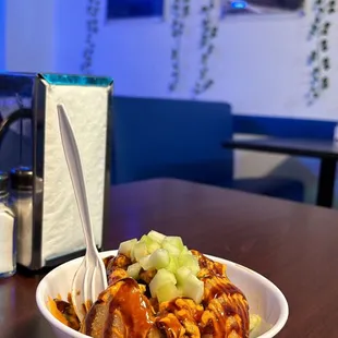 a bowl of food on a table