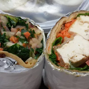 special of the day - kale and tofu wraps