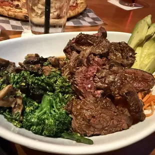 The protein bowl with steak. Cooked medium. Was fork tender. Got it with quinoa and Korean BBQ sauce. It was so flavorful.