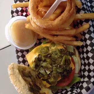 Green Chile Cheeseburger Platter