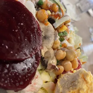 a close up of a salad