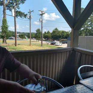 View from the patio. The lake is in the distance.