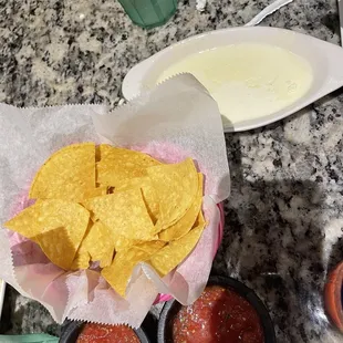 Chips &amp; House Salsa and ChoriQueso