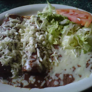 Chicken poblanos enchiladas at lunch (like mole)