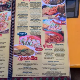a menu for a mexican restaurant