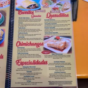 a menu for a mexican restaurant