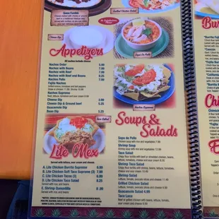a menu for a mexican restaurant