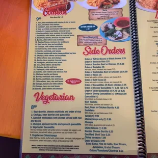 a menu for a mexican restaurant