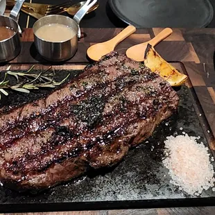 a steak on a cutting board