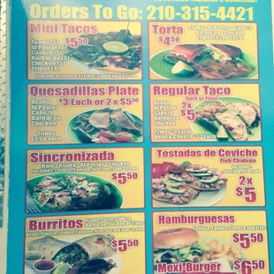 a menu for a mexican restaurant