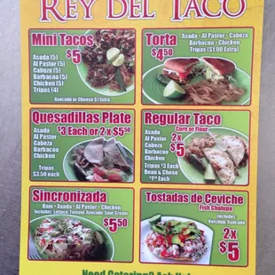 a menu for a mexican restaurant