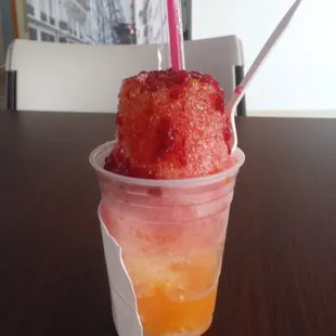 a drink in a plastic cup