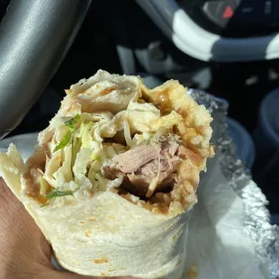 Inside view of my pork burrito