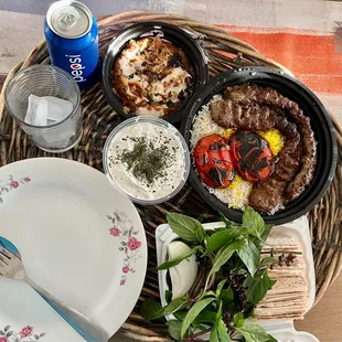 Beef Koobideh and Kashke Bademjan