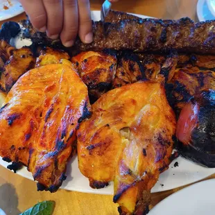 Cornish hen, koobideh, barg and Tomato
