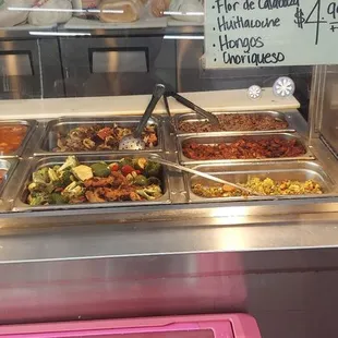 a variety of food items on display