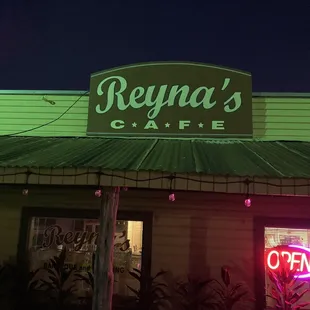 a neon sign on a building