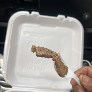 Large over cooked piece of meat