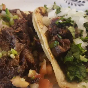 Barbacoa and lengua tacos
