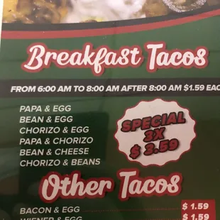 Breakfast special til10am