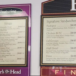 Wraps and signature sandwiches