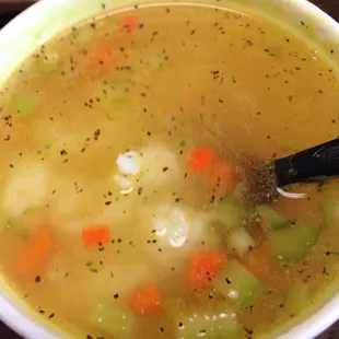 Chicken rice soup (I added extra black pepper)