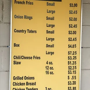a menu for extra sandwiches