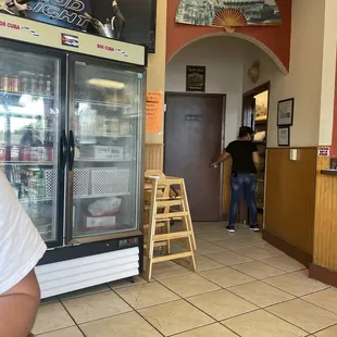 Inside cafe / beverage fridge