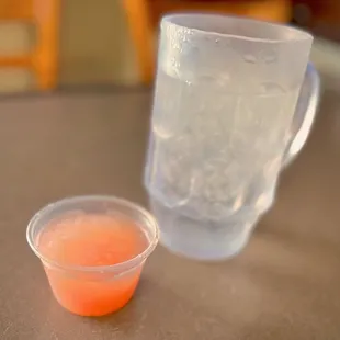 They gave me a sample of the guava Aguas Frescas - it was very flavorful and if you like guava you'll love it - it's very sweet