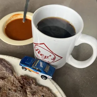 Coffee is always a must with a delicious carne asada breakfast.