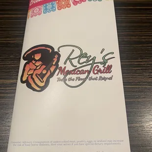 the menu for the restaurant